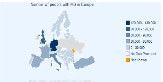 Fig. 4 - Numero di persone con Sclerosi multipla in Euro 98