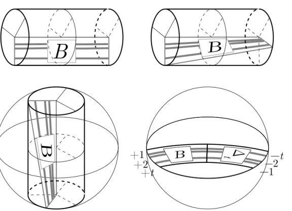 Figure 3.10: From the Heegaard splitting to the lens model of L(p, q).