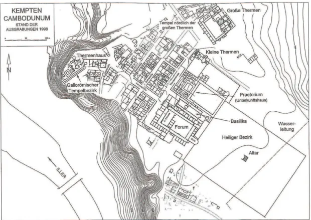 Figura 4.- Cambodunum (Kempten). Pianta della città romana (inizio del secondo  secolo d
