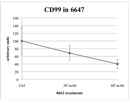 Figure 17. Time-dependent CD99 internalization in 6647 treated for 30’ and 60’ with 0662 3µg/ml