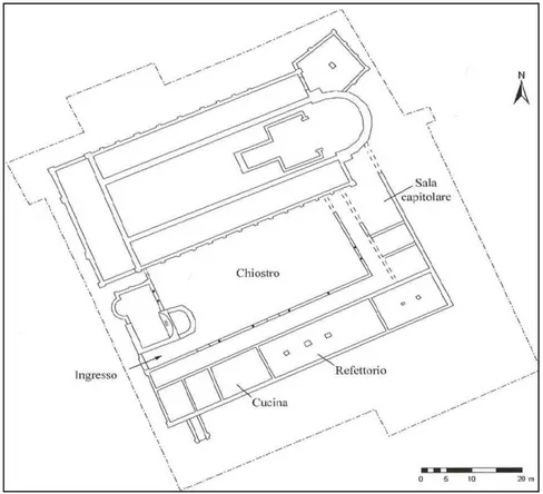 Figura 7. San Severo: planimetria del monastero tra il IX e il X secolo (Augenti 2012)