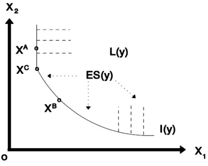 Figura 1 Insieme di Input e Isoquanto di Produzione 