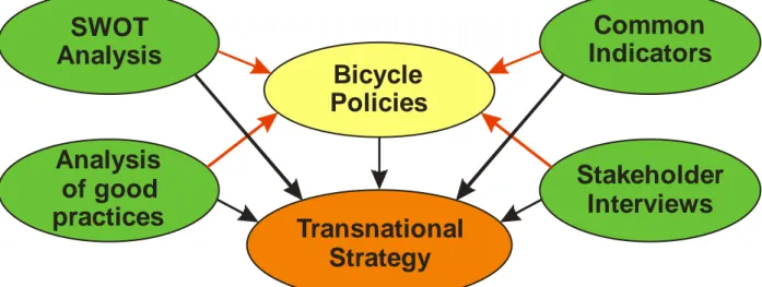 Figure 1.6 – Influences of the planned activities on the transnational strategy development  All above-mentioned activities have not only impacts on the strategy, but also relations between  each  other  and  impact  on  each  other