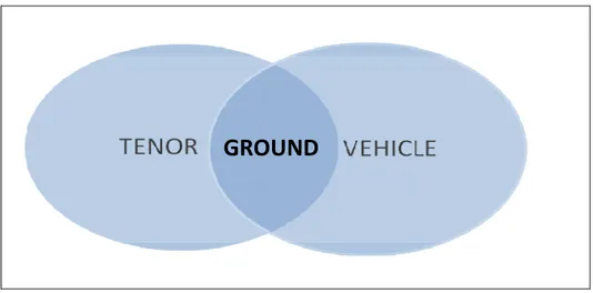 Figura 1.1 Illustrazione mediante diagrammi di Venn dei componenti della metafora.  