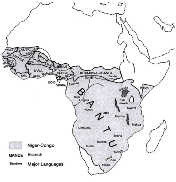 Figure 3.4: Distribution of Niger-Congo languages (from Heine and Nurse 2000)