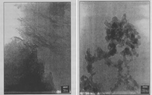 Fig. 26 Transmission electron microscopy for aluminium oxyhydroxyde (left) and  aluminium phosphate (right) 