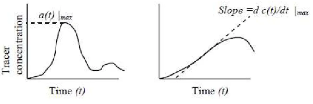 Figure 9: Peak arterial enhamcement and peak gradient of tissue time enhancement curve 