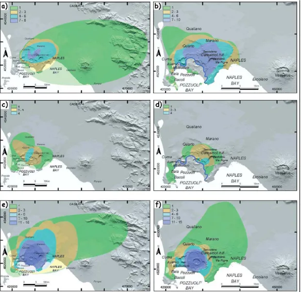 Figure 3 . Distribution of the pyroclastic deposits of the past 15 ka at the Campi Flegrei caldera (from Orsi et  al., 2004)