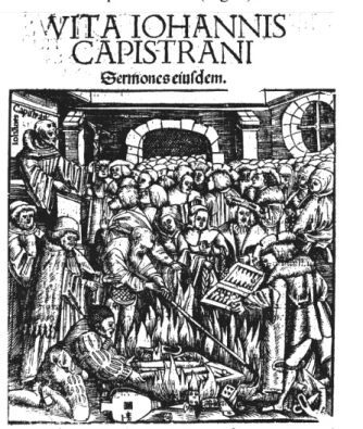 Fig. 5: Hans Leonhard Schäufelein. 1519. Giovanni da   Capestrano   presiede   il   rogo   dei   giochi.