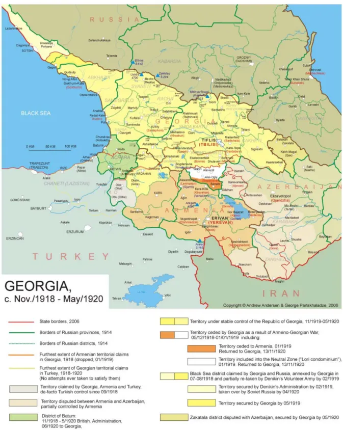 Figura 6. Dispute territoriali in Georgia durante la fase di indipendenza 