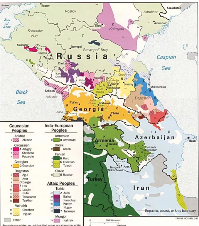 Figura 12. I gruppi etno-linguistici nella regione del Caucaso 