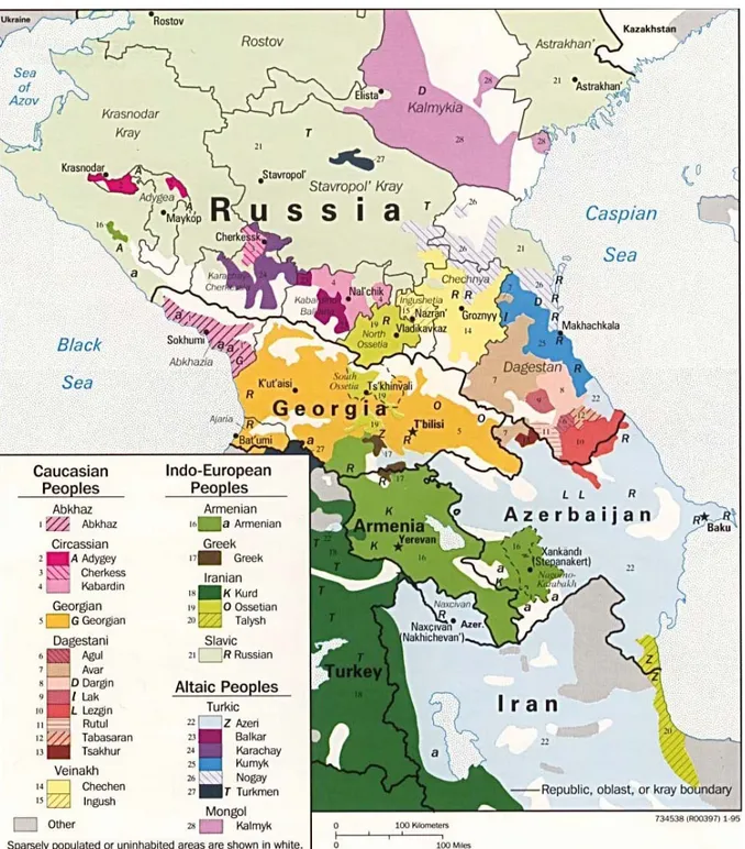 Figura 12. I gruppi etno-linguistici nella regione del Caucaso 