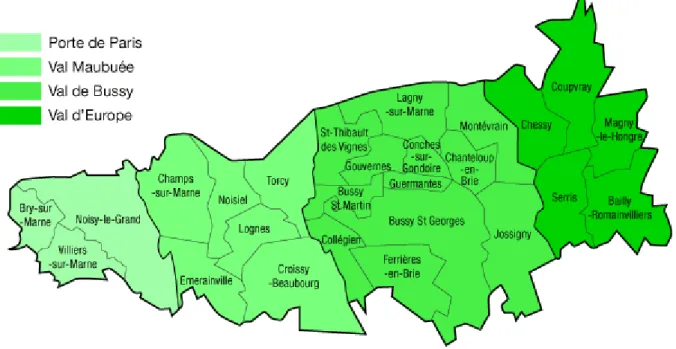 Fig. 47: Settori della ville nouvelle di Marne la Vallée. 