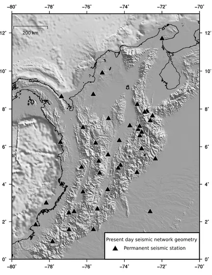 Figure 4.1: Colombian seismic network in its present-day configuration.