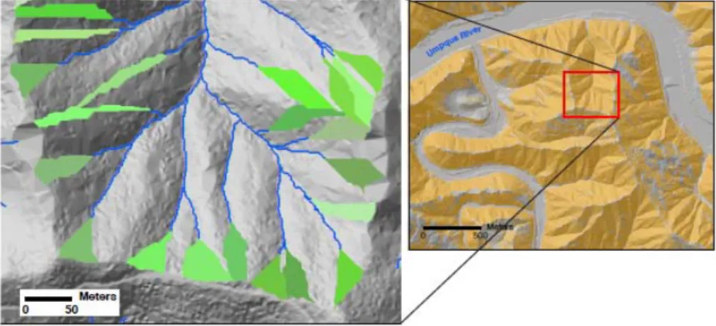 Figura 1.6: Mappa del rilievo per la parte superiore del bacino utilizzato da Griswold e Iverson (2008): 