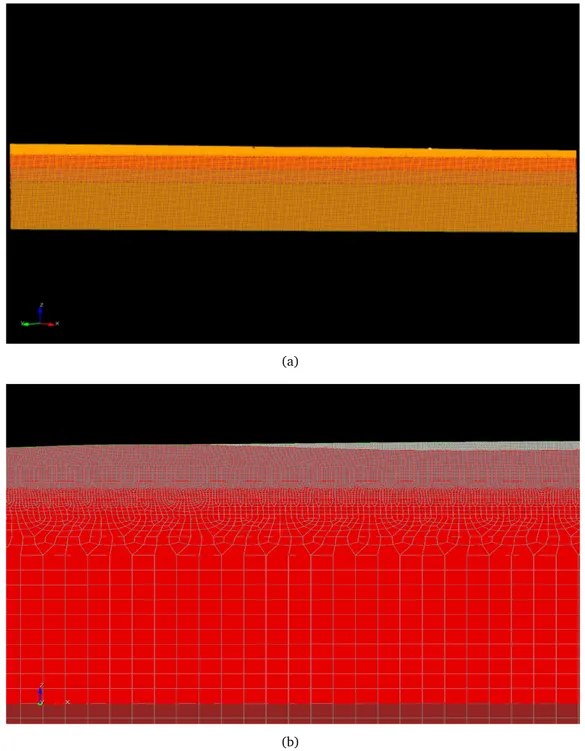 Figure 4.9: Figure 4.9(a): complete view of the mesh obtained for the profile containing the seismic event and the station STARR