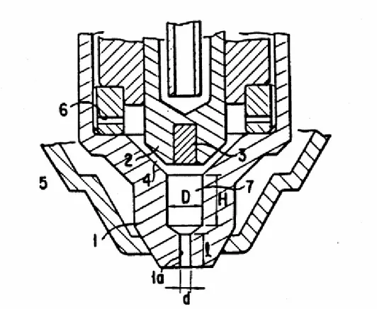 Figura 4.5: Disegno schematico di una torcia al plasma da taglio Komatsu 