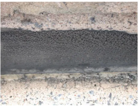 Figure 3.4. Centennial Hall, black thick crust in area protected from rain run-off. 