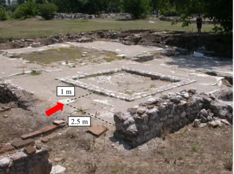 Figure 17 The west atrium with the position of the sampling point. 