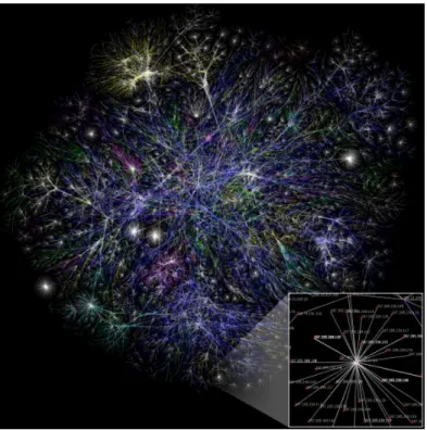 Fig. 7: Visualization of the various routes through a portion of the Internet,  da http://en.wikipedia.org/