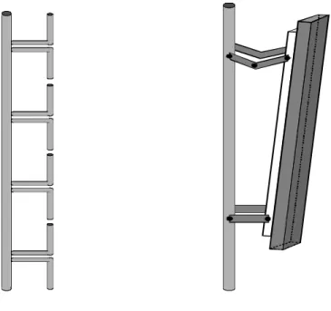 Figure 3.10 : Receiving dipole array; a) four collinear dipoles; b) array mounted on a support 