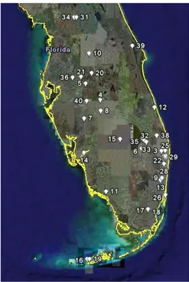 Figura  27 ‐Rappresentazione cartografica delle stazioni di misura, Florida 