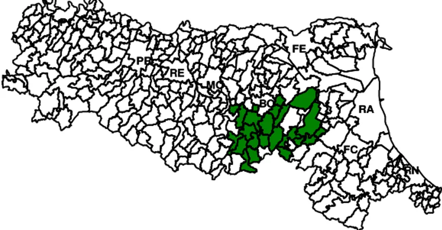 Figura 11 – Mappa CR95+ Maschi GA (5% popolazione). 999 simulazioni. Penalità a=0.5 