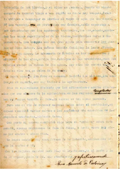 Figura 7b. 1923. Carta a María Luisa Sánchez de Ferrara (Archivo Nacional de la República de  Cuba, La Habana: autorización del 16 de enero de 2017).
