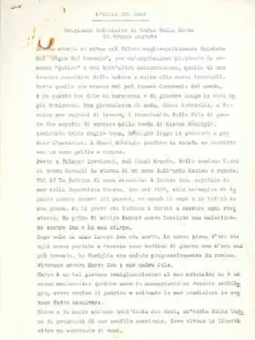 Fig. 3. Prima pagina del dattiloscritto intitolato  L’isola dei cani: Originale televisivo di Carlo Della Corte  in cinque puntate.