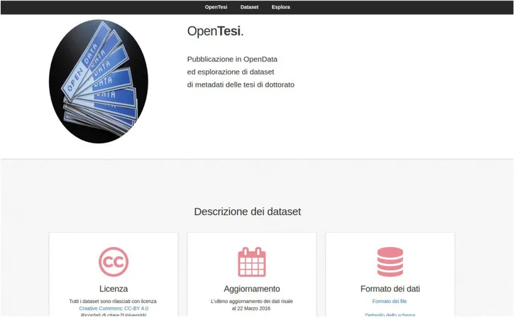 Figura 4. Home page di OpenTesi: generale 