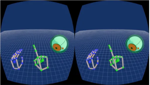 Figure 2.5: Snapshot of the stereo pair sent to the headset display during a Finger- Finger-Point rotation gesture.