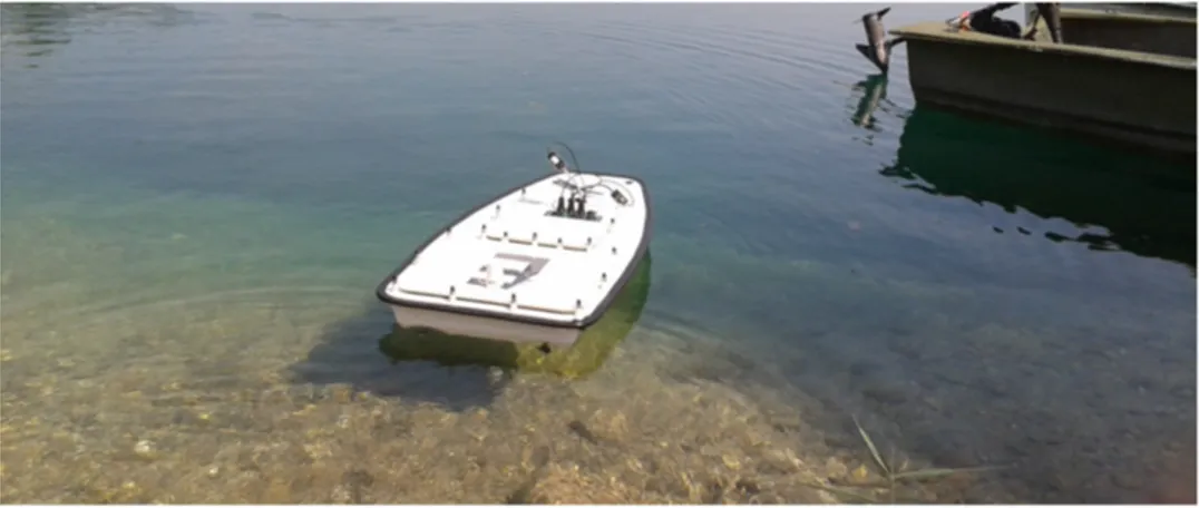 Figure 1.1: Mobile platform that we used: Platypus Lutra equipped with pH, dissolved oxygen, temperature and electrical conductivity sensors