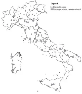 Fig. 1 Maps of selected Italian cities 