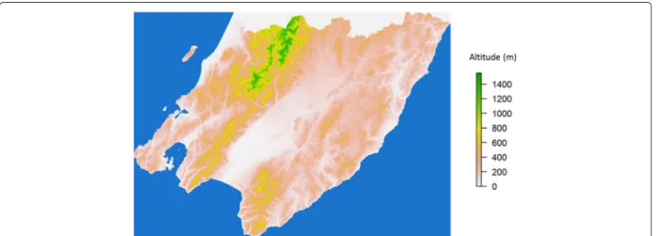 Fig. 2 Altitude map for the Wellington Region of New Zealand, at 1-m spatial resolution, derived by airborne laser scanning
