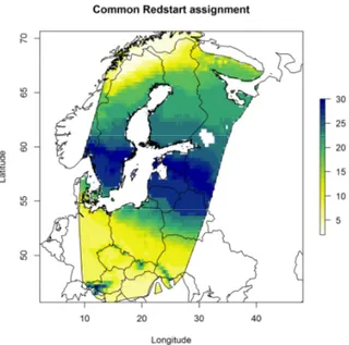 Figure 75: Assignment to the most likely geographic  origin for 26 Song Thrushes sampled at Bocca di 