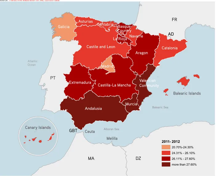 Figure 15. Smoking prevalence in 2011-2012 per region