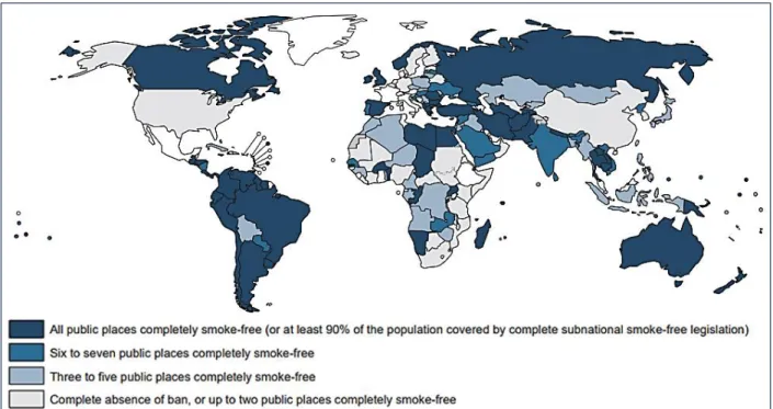 Figure 16. Smoke-free environment regulation across the world, 2018 