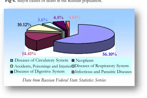 Fig 4. Mayor causes of death in the Russian population.