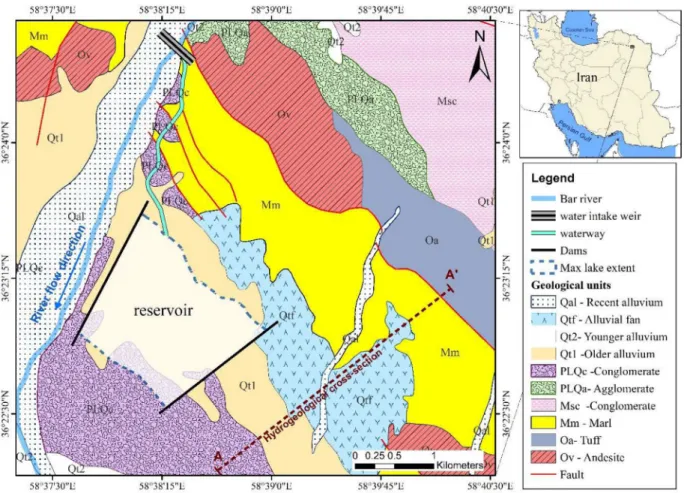 Fig. 2. Location and geologic map of the study area.