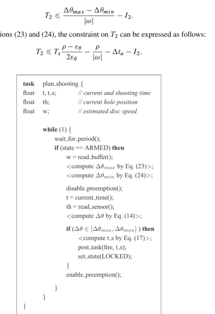 Figure 9. Pseudo code of task  2 for computing the shooting time.