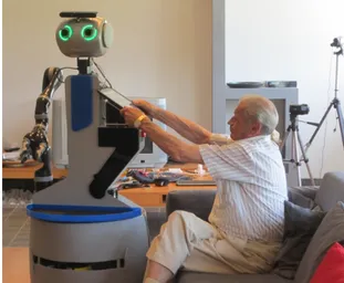 Fig. 5. Domocasa Lab (IT), the robot reach the user in the living room and acted as a physical reminder.