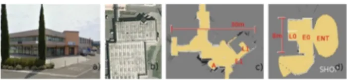 Fig. 11 Pilot site: a DomoCasa Lab, b Satellite image of the DomoCasa Lab, and Cognidrive’s map of the first floor (c) and the ground floor (d)
