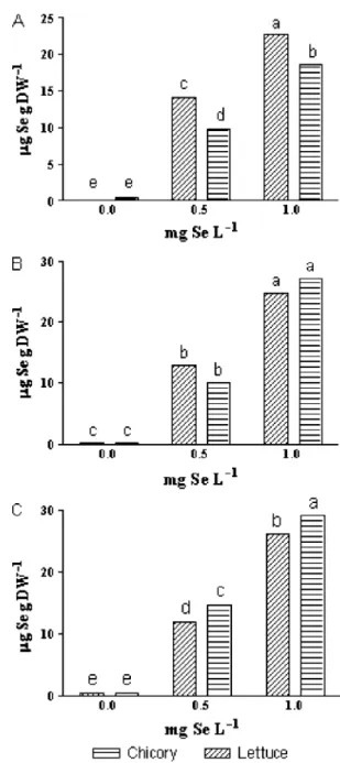 Table 3. Phenylalanine ammonia-lyase (PAL) activity measured at harvest and after storage (5 days at 4 ◦ C) in lettuce and chicory plants subjected to different Se treatments in the winter experiment