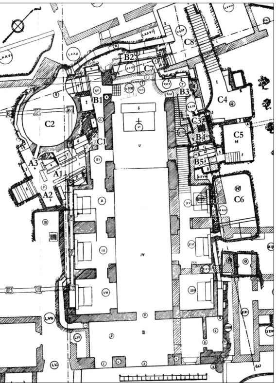 Fig. 1 – Napoli, chiesa e convento di S. Eframo Vecchio, planimetria con i resti della catacomba di S