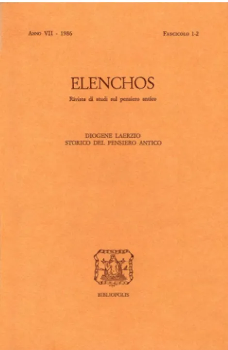 Figura  4:  copertina  di  Diogene  Laerzio  storico  del  pensiero  antico,  Atti  del  congresso, “Elenchos”, 7, 1986.