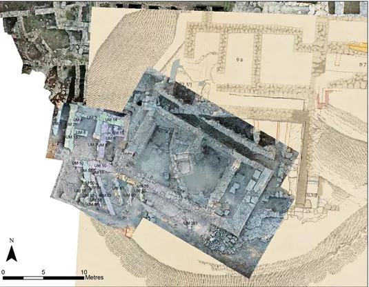 Fig. 2 – GIS elaboration with old and new data in the Southern area of the Palace (F. Buscemi, M
