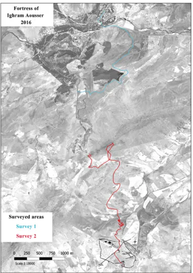 Fig. 1 – Area of the archaeological surveys performed in the northern  part of the fortress of Ighram Aousser.
