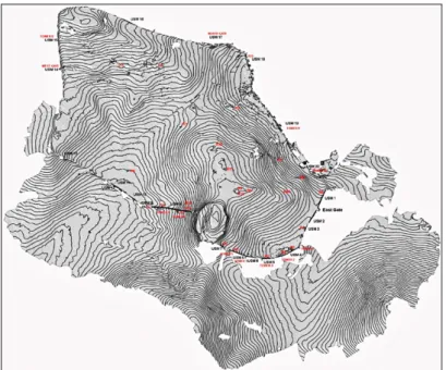 Fig. 6 – Topographic map of the area with location of the targets.