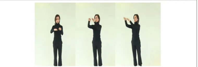 FIGURE 1 | Screenshots of a video with the actress while performing the gesture for the word “stair”.