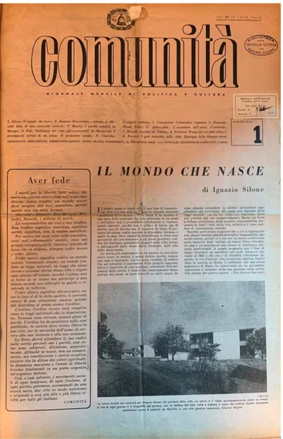 Figure 1: the first issue of monthly Comunità (Comunità. 1946, 1 (1), p. 1) 
